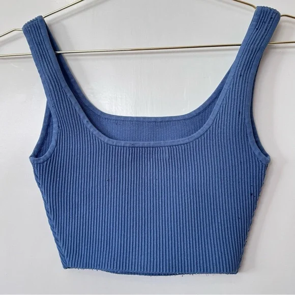 Babaton| Aritzia| Smoky Blue Sculpt Knit Bodycon Ribbed Tank Top Sz XS - Picture 3 of 5